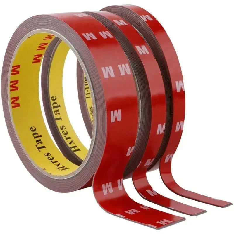 Roll of heavy duty acrylic foam double sided tape in red and yellow packaging