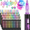 A set of 48 colorful double line outline markers in various shades and tips.