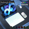 A white keyboard and mouse set displayed on a dark surface with various color options shown below.