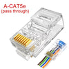 A-CAT5e Durchgangs-Ethernet-Stecker mit Kristallkopf und Kabeln
