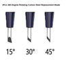 Three replacement blades for a 360-degree rotating carbon steel art cutting tool at 15, 30, and 45-degree angles.