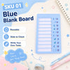 A blue blank board with sliding checklists for tasks and habits, featuring reusable components.