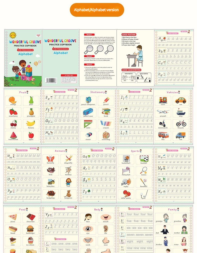 A set of alphabet and handwriting practice books for preschool and kindergarten children.