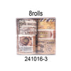 A set of 8 rolls of metallic gold washi tape for journaling and crafts.