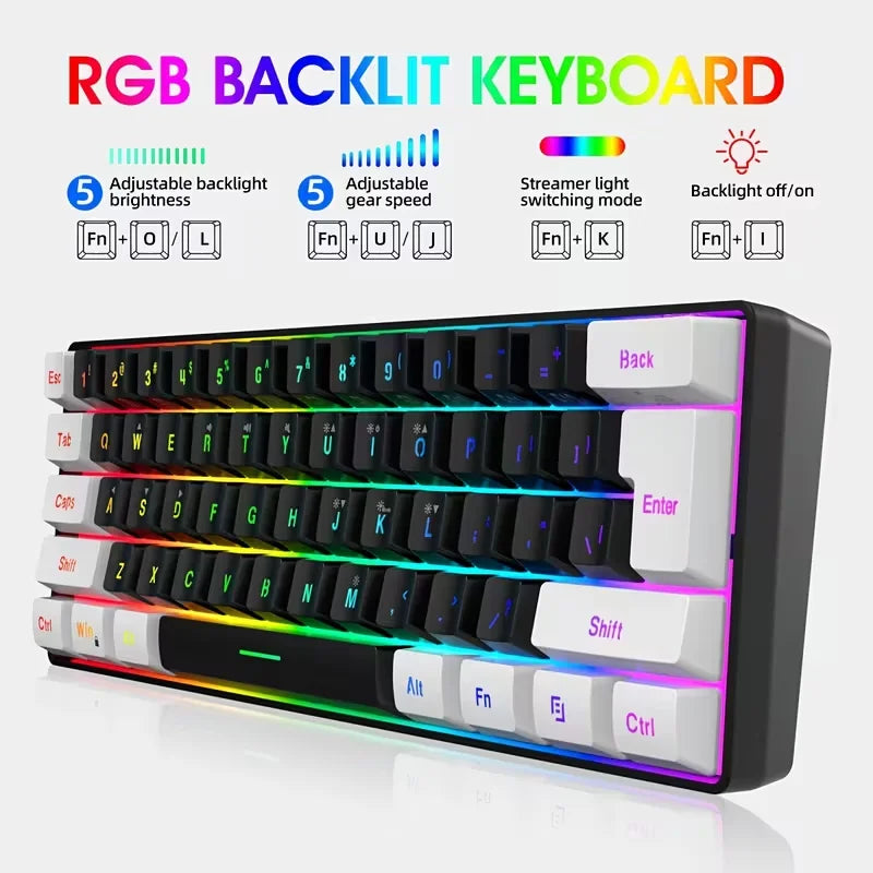 لوحة مفاتيح بإضاءة RGB مع إمكانية تعديل السطوع وسرعة الترس ووضع تبديل الضوء للمذيعين.