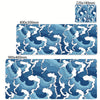 Blue and white wave pattern mouse pad featuring stylized ocean waves.