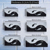 A collection of black and white wave patterns on mouse pads with various dimensions.