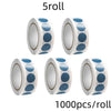 Roll of 5 roll dot labels with 1000 pieces per roll