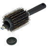 Black hair brush with a handle and a hidden compartment for storage