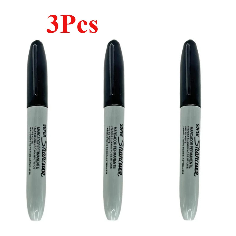 Three black and silver hidden compartment marker pens displayed side by side.