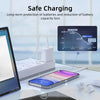 A 30W USB-C fast charger is shown next to an iPad and iPhone, illustrating safe battery charging features.