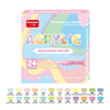 A box of GuangNa Brush Acrylic Markers featuring 24 colors including paper, rock, glass, and canvas surfaces.