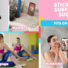 Se adhiere a superficies como el acero y la mármol, cabe en fundas y se usa para aprender yoga y espejos.