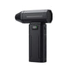 A black high-speed brushless handheld air blower with a textured nozzle and a digital display showing 100%.