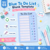 Blue to Do List blank template featuring reusable sliding checklists for planning and tracking tasks