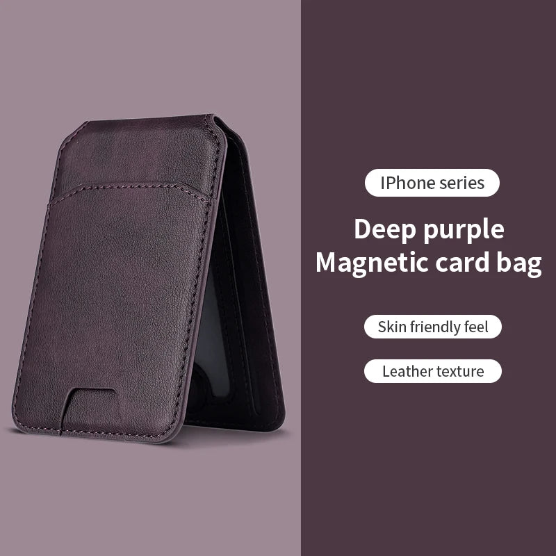 Portefeuille et étui en cuir magnétique violet foncé pour iPhone