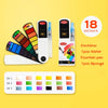 A watercolor paint set featuring 18 colors, a water fountain pen, and a sponge, displayed alongside color palettes.