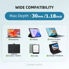 A graphic showing the wide compatibility of a laptop mount for various devices including MacBooks, tablets, and other laptops