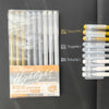 A set of nine light highlight pens in various colors including gold, silver, and white packaged in a clear plastic sleeve.