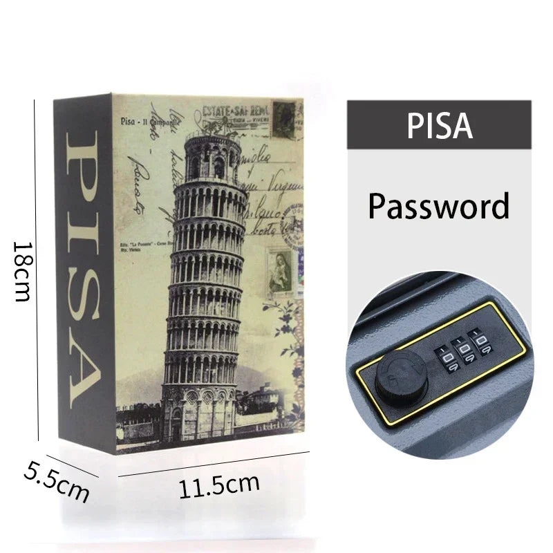 A black box labeled PISA with a large tower illustration and a separate section showing a password input device.