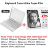 Silver Keyboard Cover like paper film for iPad, showing a laptop and a close-up of the film.