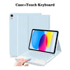 Una mano interactuando con una tableta y un estuche de teclado Bluetooth desmontable para iPad.