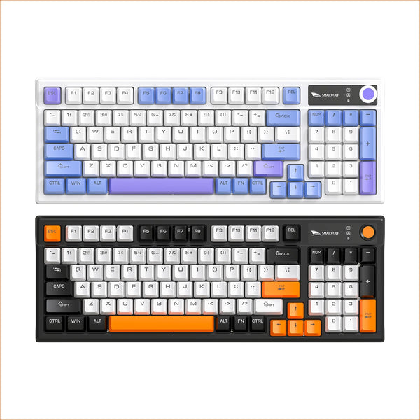 A close-up view of a black wired mechanical gaming keyboard with 98 keys and various function keys.