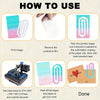 Instructions for using jumbo acrylic paper clips for sublimation crafts, showing the process from printing to done.