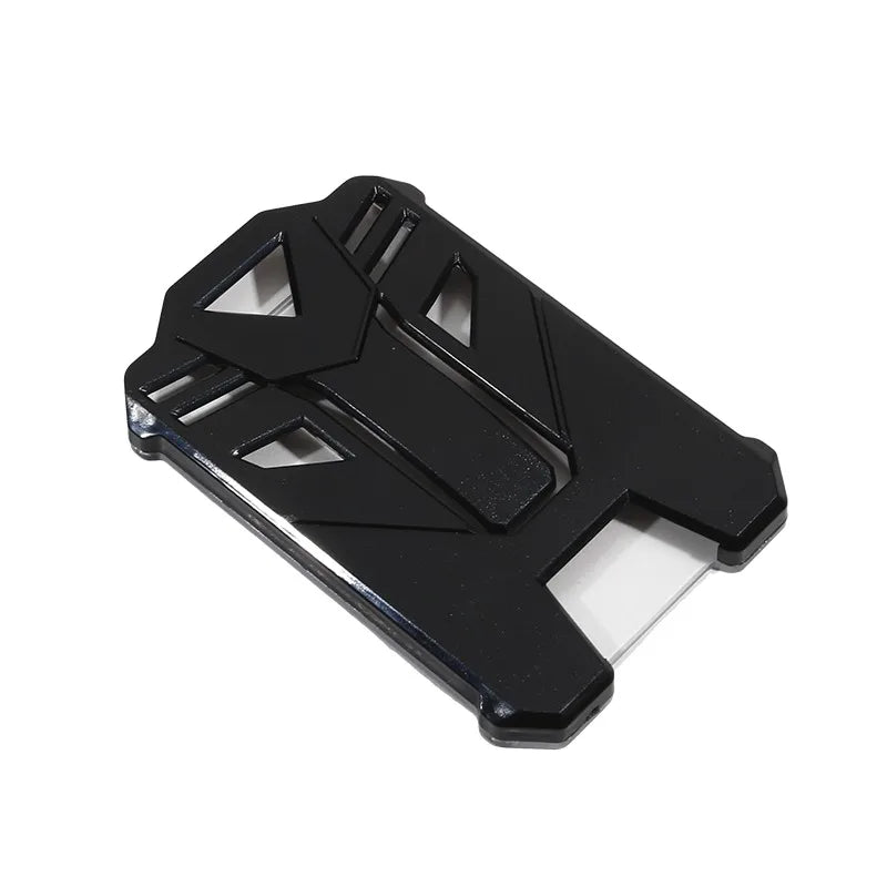 Black retractable badge clip designed for holding ID cards and credit cards
