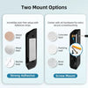 Two mount options for an under-desk laptop mount including adhesive strips and screw mounting for various walls