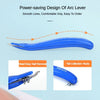 A blue Arc lever tool for easy nail removal and tail collection, shown in various angles.