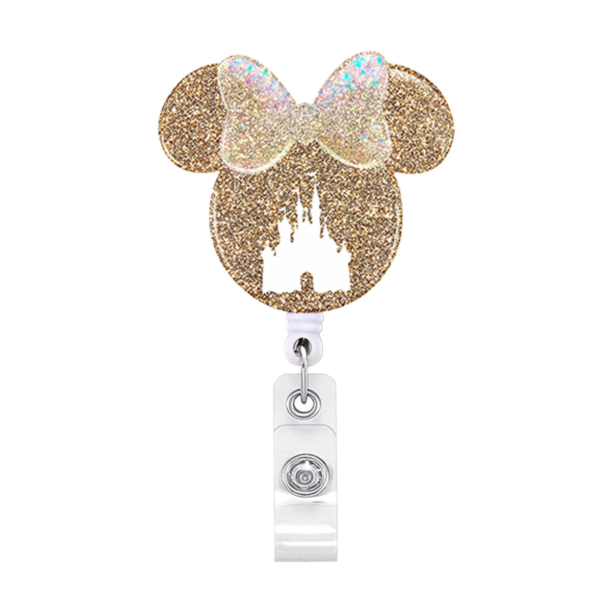 Goldglitzer-Micky-Maus-förmiger Badges-Roll mit Haus-Silhouette-Anhänger