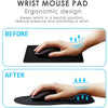 Before and after comparison showing the ergonomic design of a wrist mouse pad for reducing pressure on the wrist.