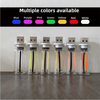 A set of seven retro Edison USB LED bulbs in various colors including blue, purple, pink, green, yellow, red, and white displ