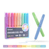 A set of nine colored erasable gel pens in various shades, including purple, pink, orange, and green.