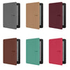 A collection of nine magnetic protective cases for Kindle e-readers in various colors including pink, blue, orange, gray, bro