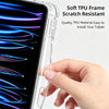 A hand is holding a clear TPU frame protective case for a tablet, demonstrating its easy installation.
