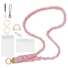 Pink stretchy breakaway ID badge lanyard with a retractable reel and clip.