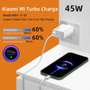 A Xiaomi Mi Turbo Charge 45W fast charging setup showing a phone being charged via a USB-C cable.