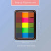 A box of Pop-up Fluorescent sticky notes showing various bright colors arranged in a grid.