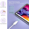 A white precision stylus pen and charging cable are shown next to an Apple iPad, illustrating Type-C fast charging features.