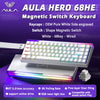 AULA HERO 68HE magnetic switch keyboard featuring white keys and wired connection
