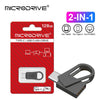 Paquete rojo de una memoria USB MicroDrive 2 en 1 Tipo-C con compatibilidad para Tablet, Type-C y PC/Mac.