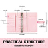 Pink A5 PU leather binder notebook with pockets and pen loop features for organized note-taking