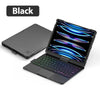 Black backlit 360° rotatable multi-touch keyboard case for an iPad.