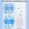 A set of 100 envelope savings challenge trackers and planner pages in blue and white for money saving.