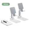 White foldable desktop phone stand for live streaming with adjustable arms and a flat base