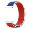 A watch strap featuring red, white, and blue nylon loops for a kids' watch.