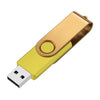 Goldfarstiger USB-Stick mit gelbem Anschluss und weißem USB-Stecker
