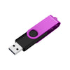 A purple rotatable USB flash drive with a black metal connector.